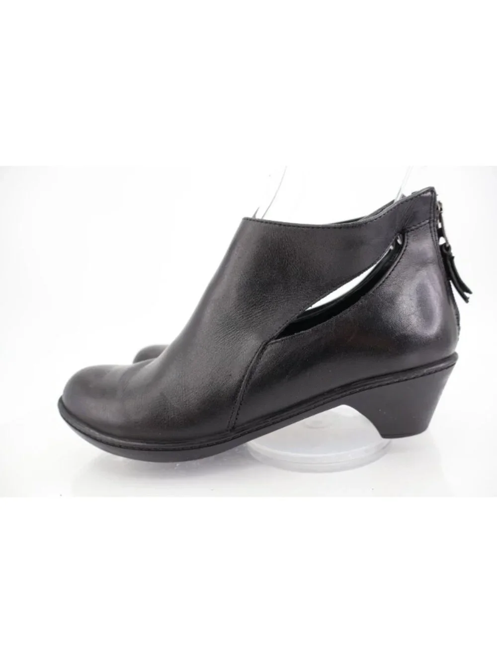Dansko Women's Bonita Boots Size 38 7.5 Heel Black Leather Comfy Bootie Zip Up